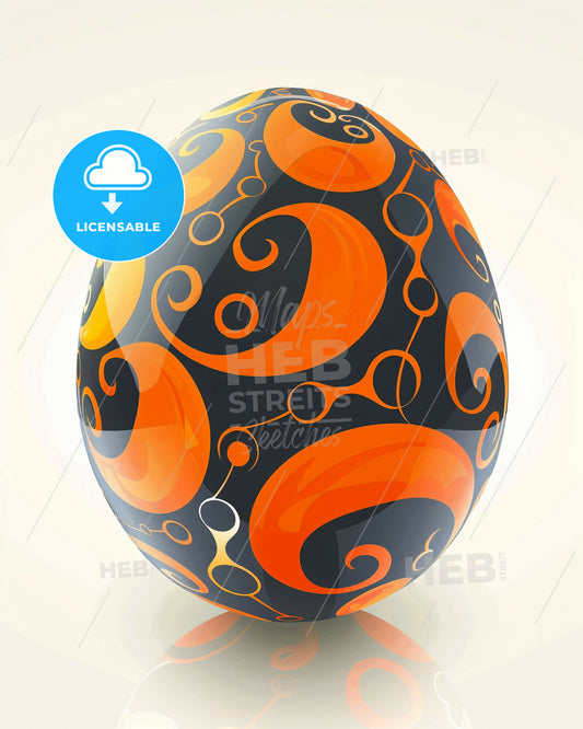 Crystal Orb: Minimalist Line Art Magic - An egg with an orange design