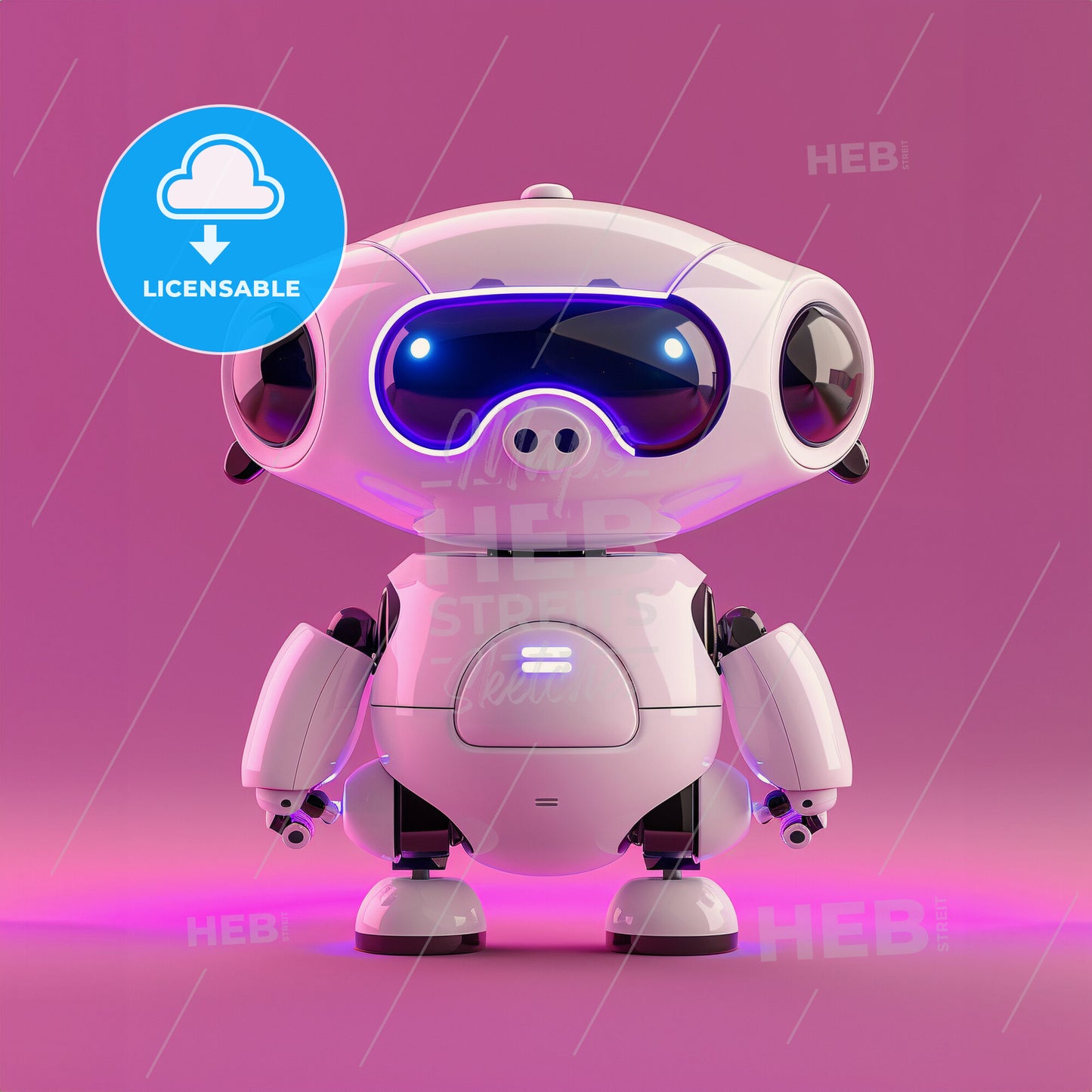 A Cute Little Robot Shape As A Pig - A White Robot With Blue Eyes