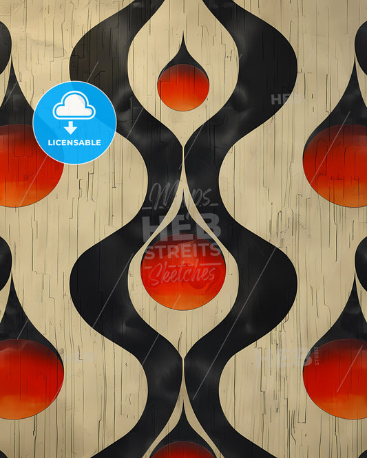 Vibrant retro art pattern: Organic shapes in black and red, perfect for backgrounds