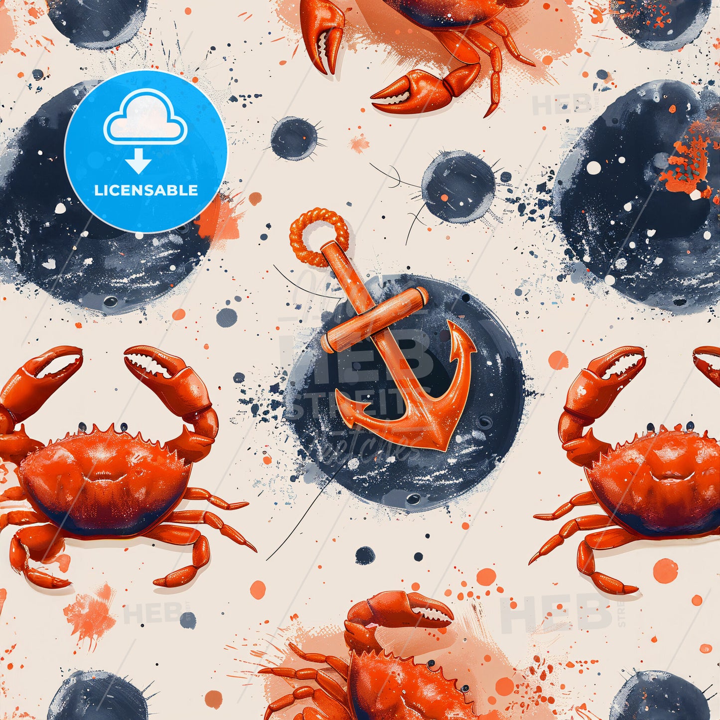 A Pattern Of Crabs And Anchor