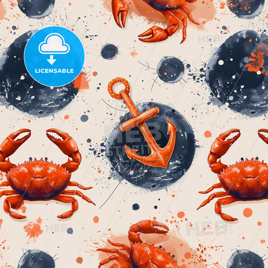 A Pattern Of Crabs And Anchor