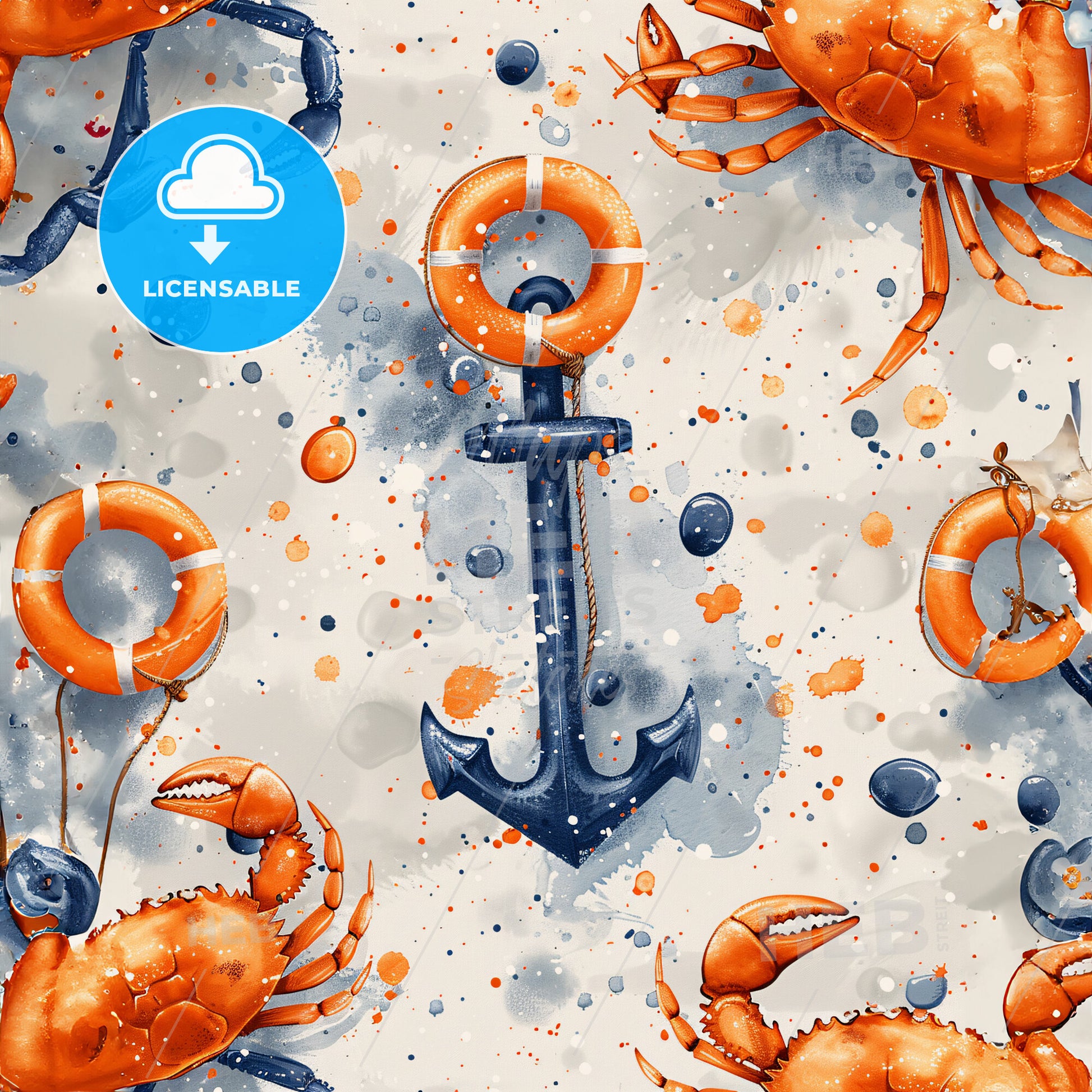 A Pattern Of Crabs And An Anchor