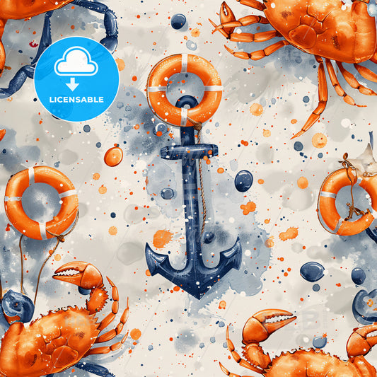 A Pattern Of Crabs And An Anchor