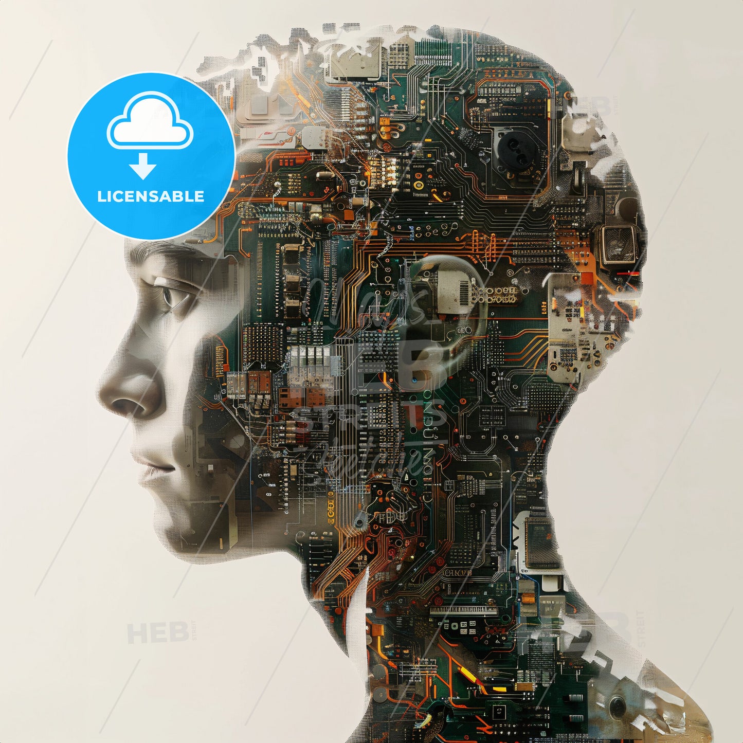 A Human Head Silhoutte Out Of Circuits Representing Ai - A Mans Head With Circuit Board