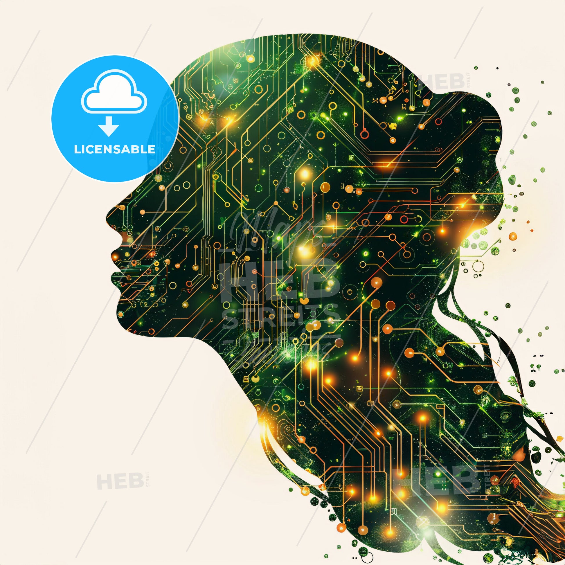 A Human Head Silhoutte Out Of Circuits Representing Ai - A Silhouette Of A Womans Head