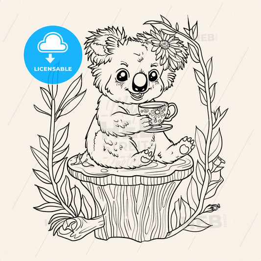 A Koala Hosting A Tea Party - A Drawing Of A Koala Bear Holding A Tea Cup