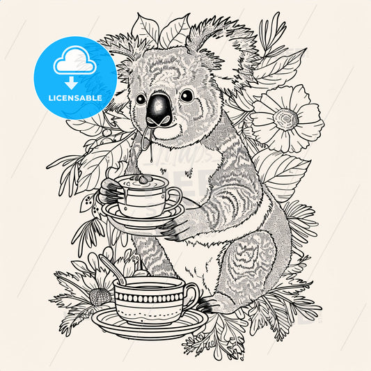 A Koala Hosting A Tea Party - A Koala Holding A Cup And Saucer