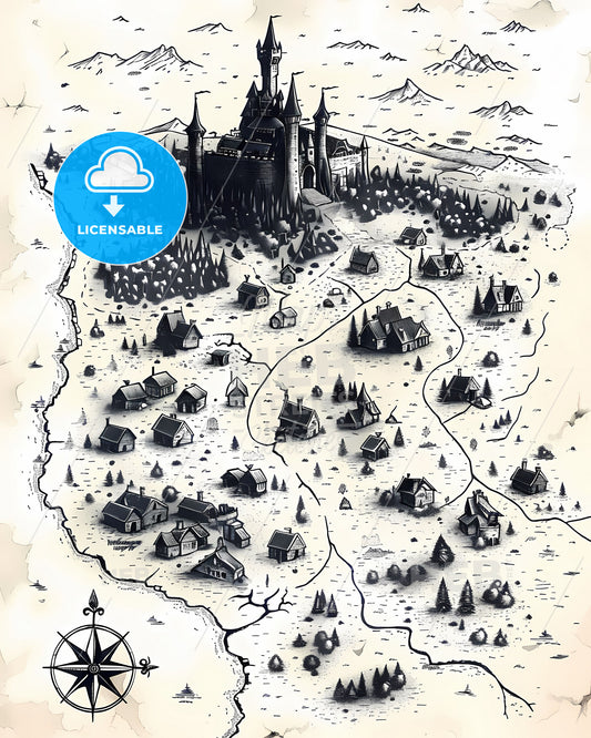 Fantasy map, vampire lord, evil vampire, horror, fantasy town, dungeon master, tabletop RPG, gothic
