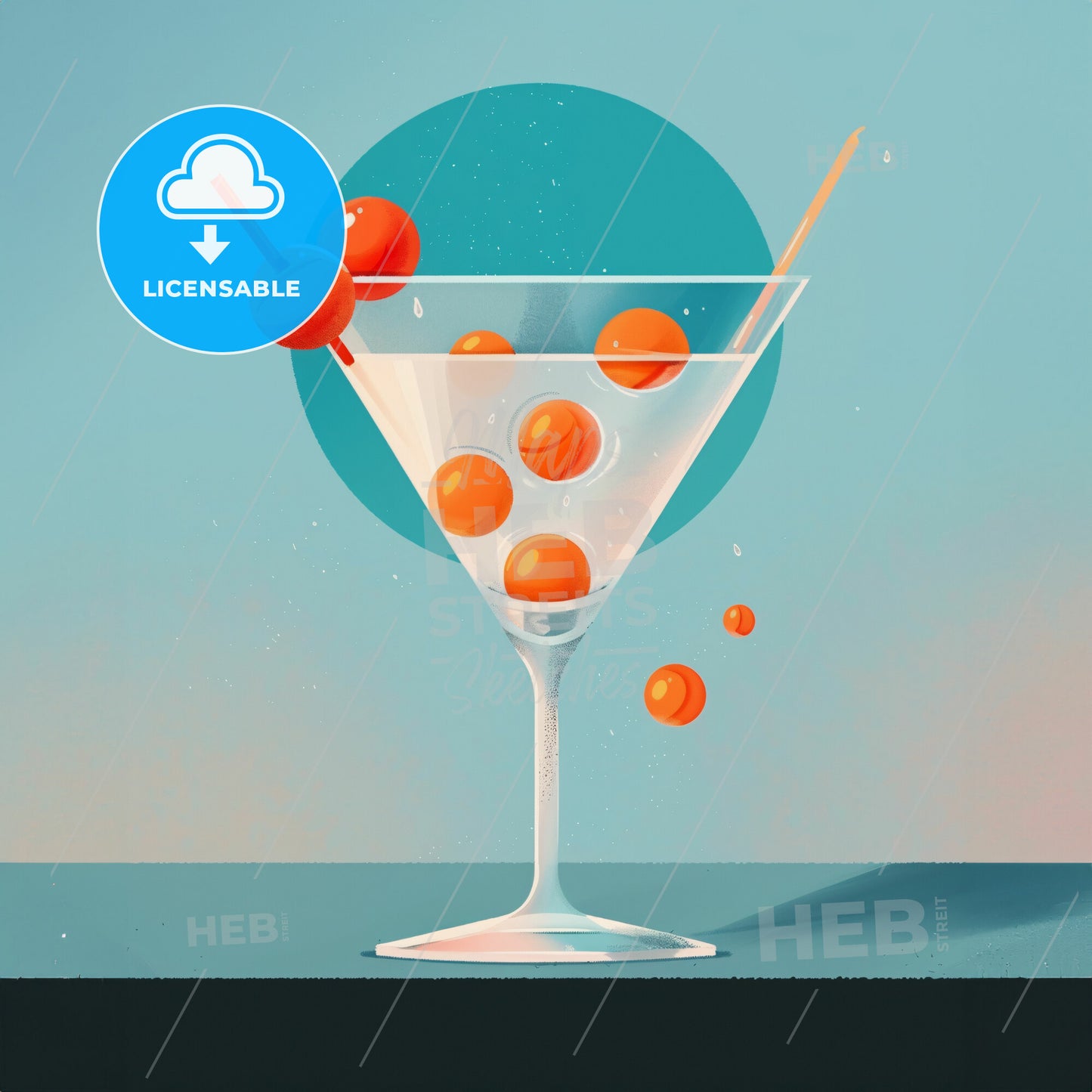 A Martini Glas - A Glass With Orange Balls In It