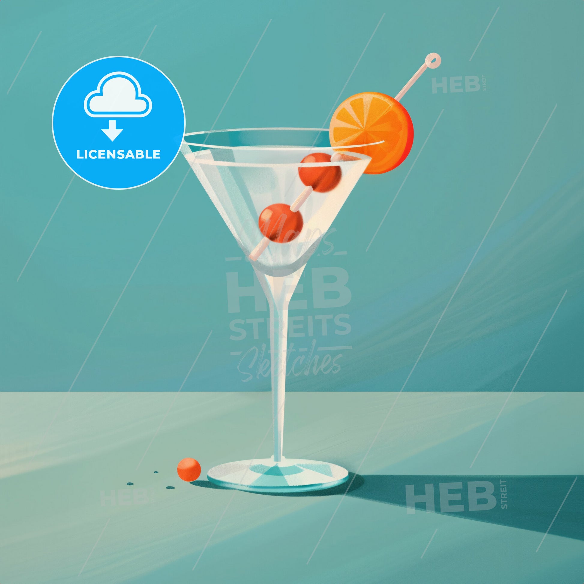 A Martini Glas - A Glass With A Drink And Fruit On It