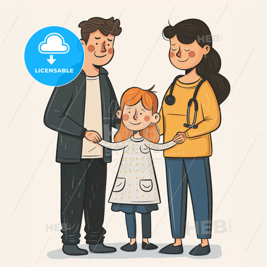 A parent - A cartoon of a family holding hands