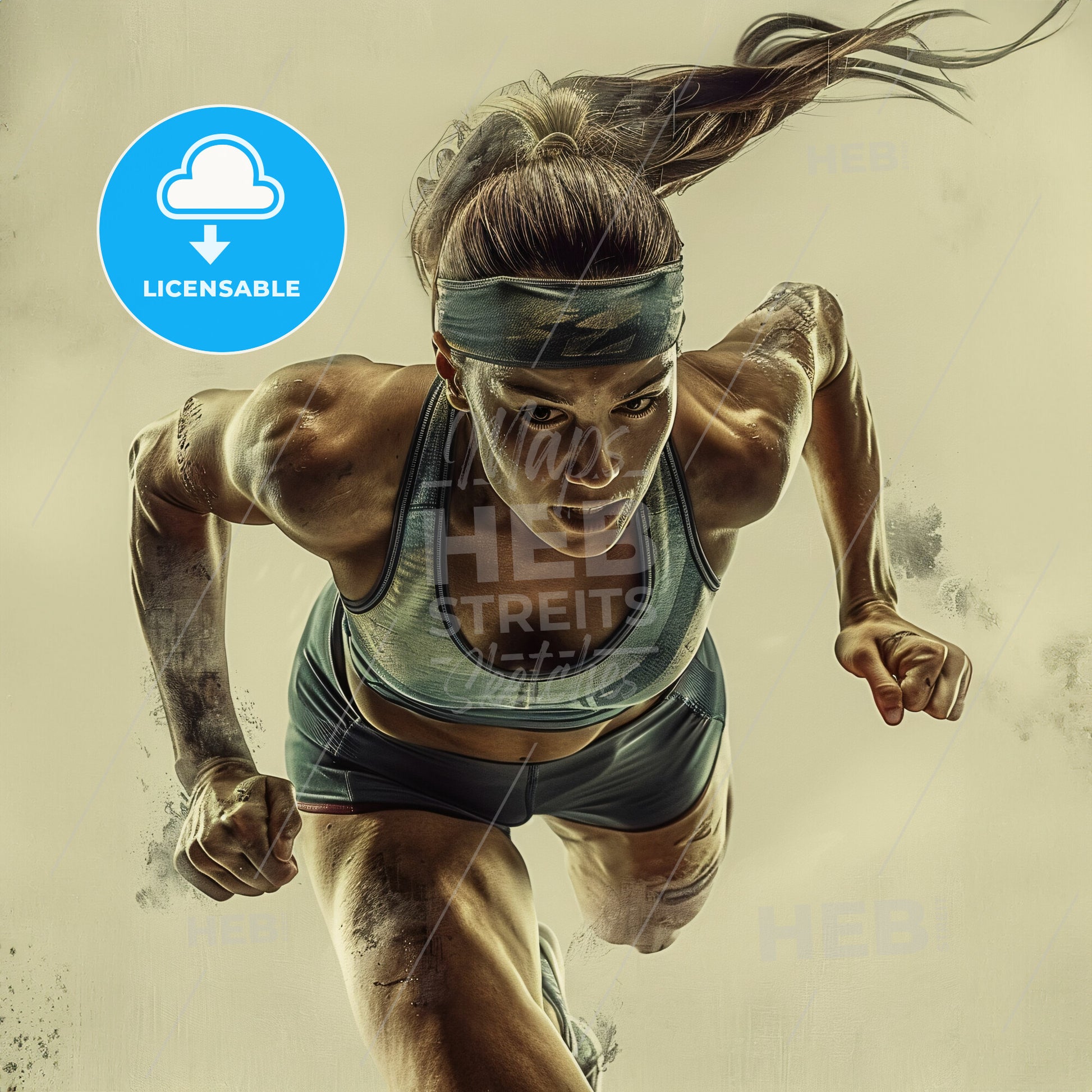 A Person Running - A Woman Running In A Blue Sports Outfit