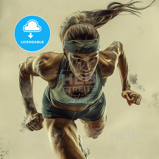 A Person Running - A Woman Running In A Blue Sports Outfit