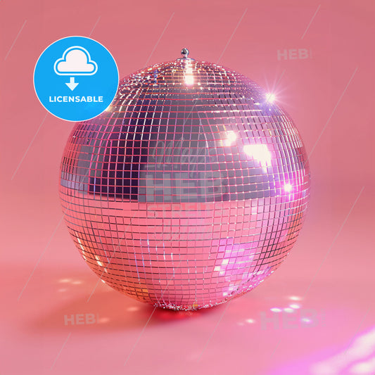 a pink disco ball covered with shiny glitters - A disco ball on a pink background