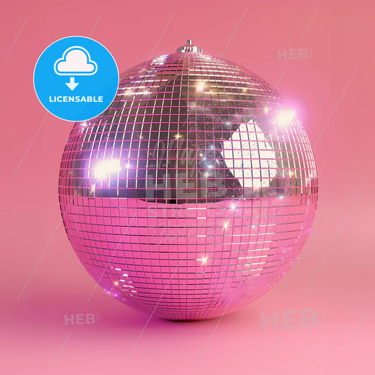 a pink disco ball covered with shiny glitters - A disco ball on a pink background