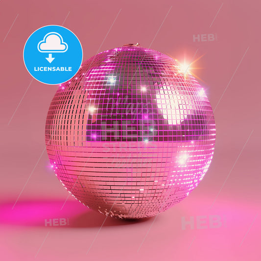 a pink disco ball covered with shiny glitters - A shiny disco ball on a pink background