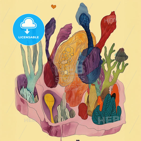 A Colorful Seaweed And Plants