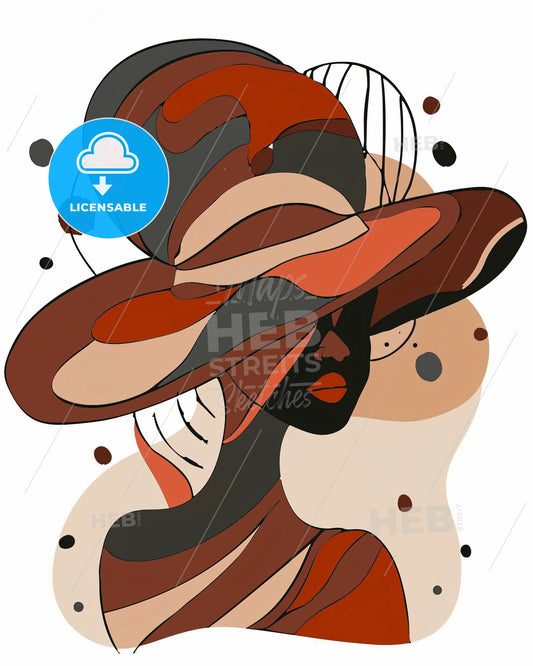Planet on Beige: Minimalist Geometric Wonder - A woman wearing a hat
