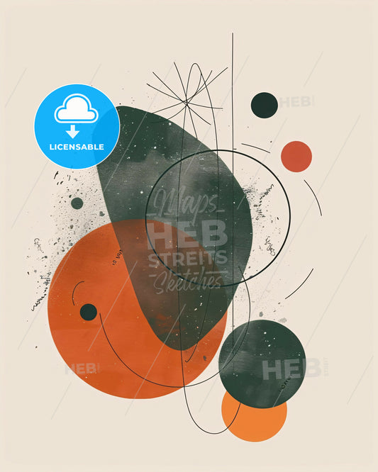 Cosmic Minimalism: Geometric Planet on Beige - A art piece of artwork