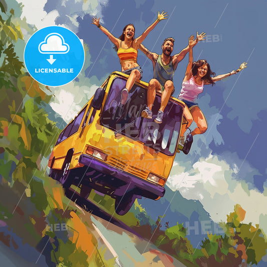 A Group Of People Riding On A Bus