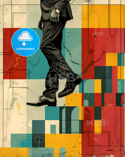 Broadway Musical Murder Mystery Poster: Wall-Walking Man in Moschino-Inspired Minimalist Crossword Art