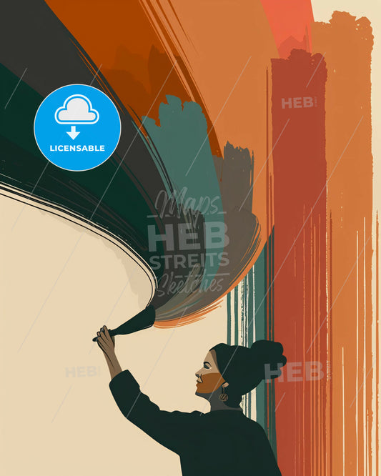 Rainbow hues on minimalistic canvas - A woman painting with colorful paint