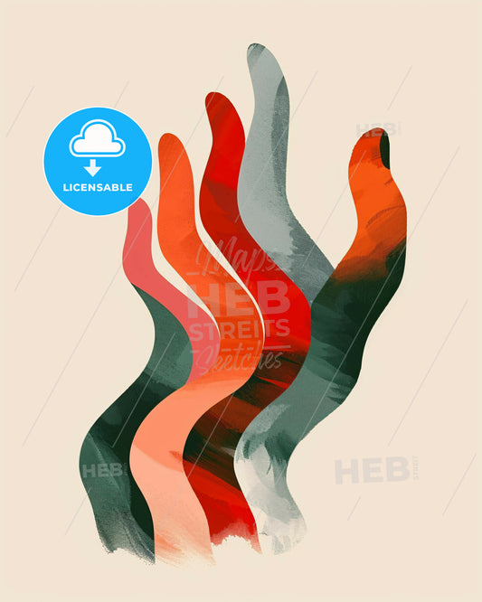 Beige Smooth Rainbows Minimalist Line Art - A colorful hand drawn design