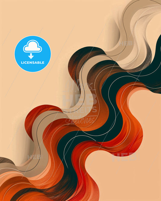 Beige Hues and Smooth Lines: Rainbow Delight - A colorful wavy lines on a white background