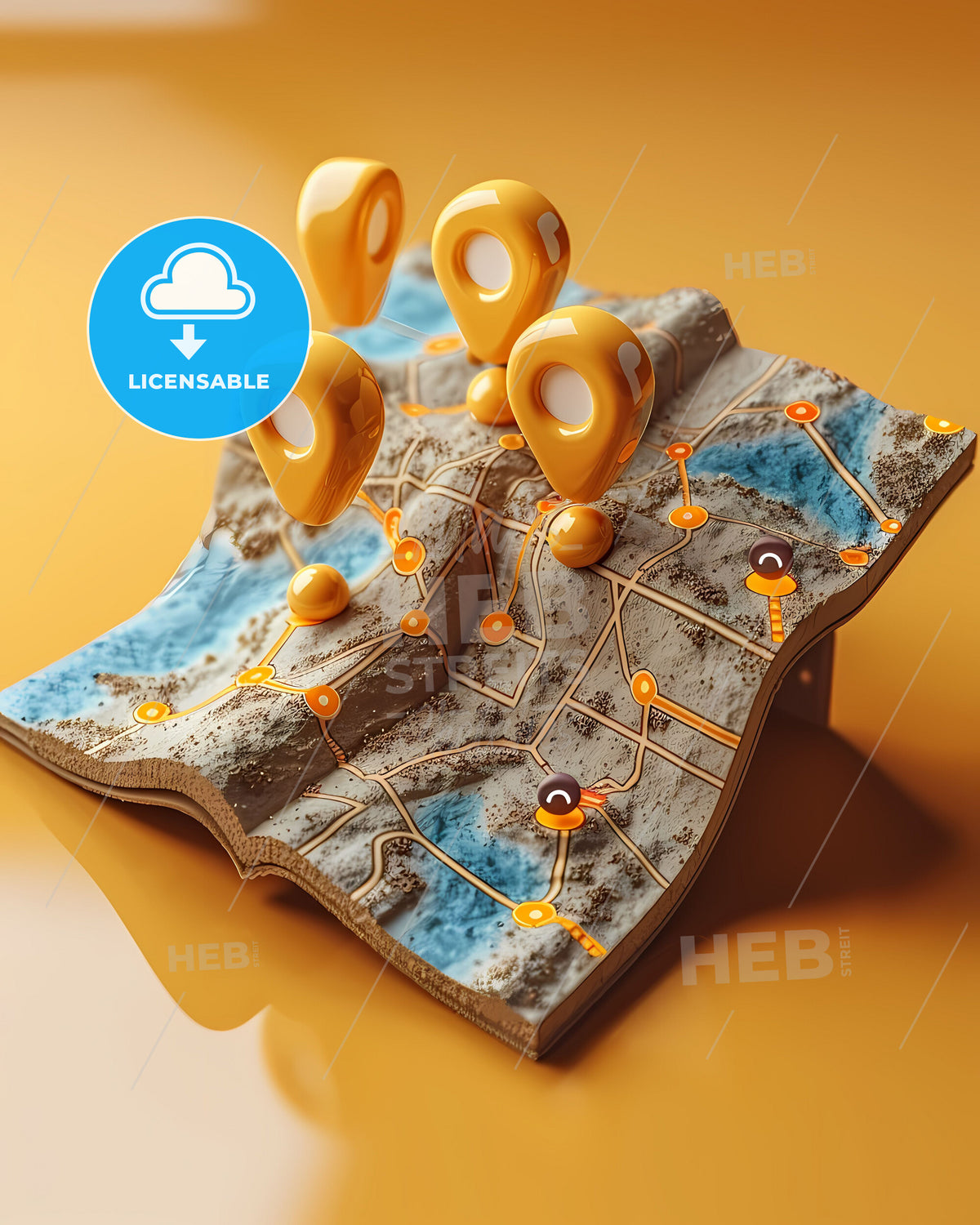 Mapas Emogi High-Quality 3D Emoji-Style Roadmap Art With Vibrant Map Pointers And ...