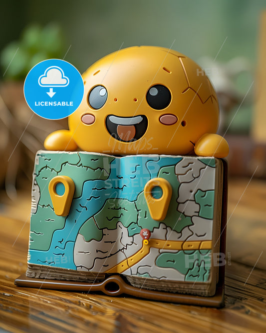 3D Map Emoji-Like Road Map With Markers, High-Quality Toy Figurine Book Painting