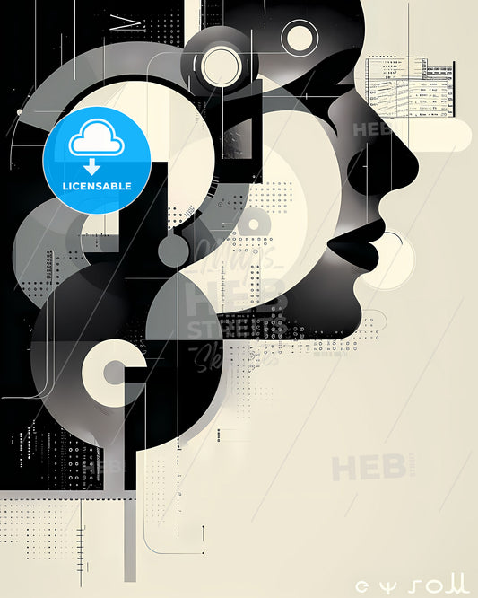 Vibrant Geometric Art: Captivating Black & White Curves Embodying Simple Illustration & Artistic Focus