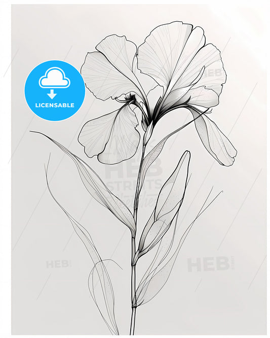 Single Line Orchid Flower Drawing: Elegant Minimalist Floral Art in Neutral Black and White Harmony