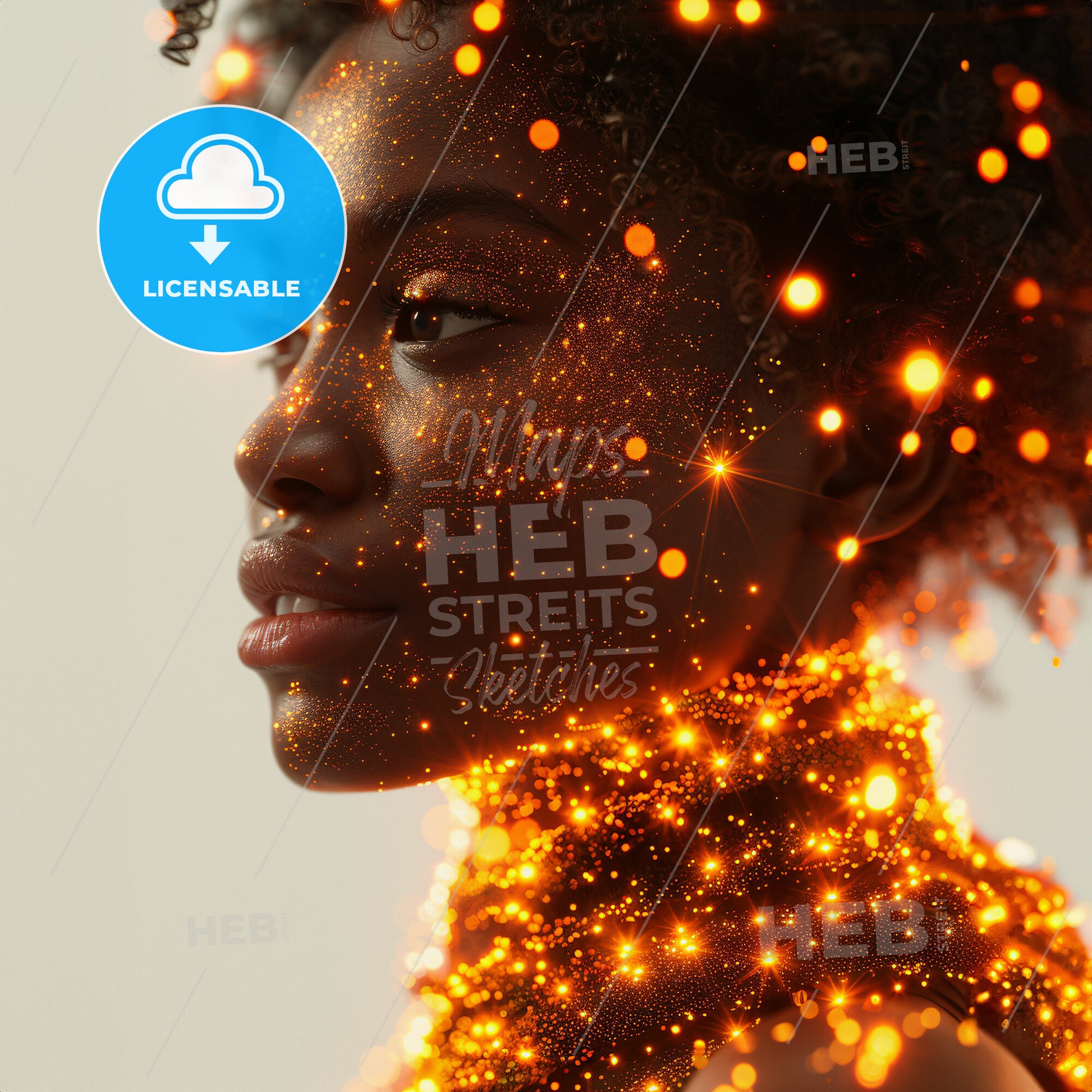 A Study in Scarlet: Reimagining Color Theory - A woman with glowing skin and sparkles