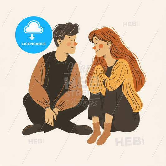 A teenager talking animatedly - A man and woman sitting and looking at each other