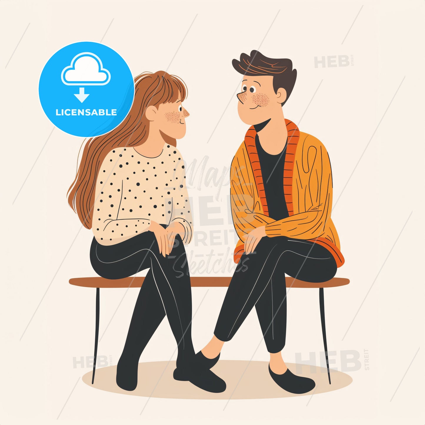 A teenager talking animatedly - A man and woman sitting on a bench looking at each other