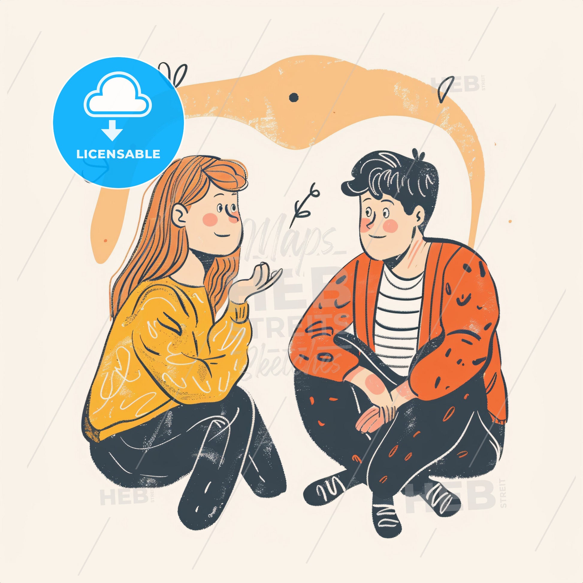 A teenager talking animatedly - A cartoon of a boy and girl