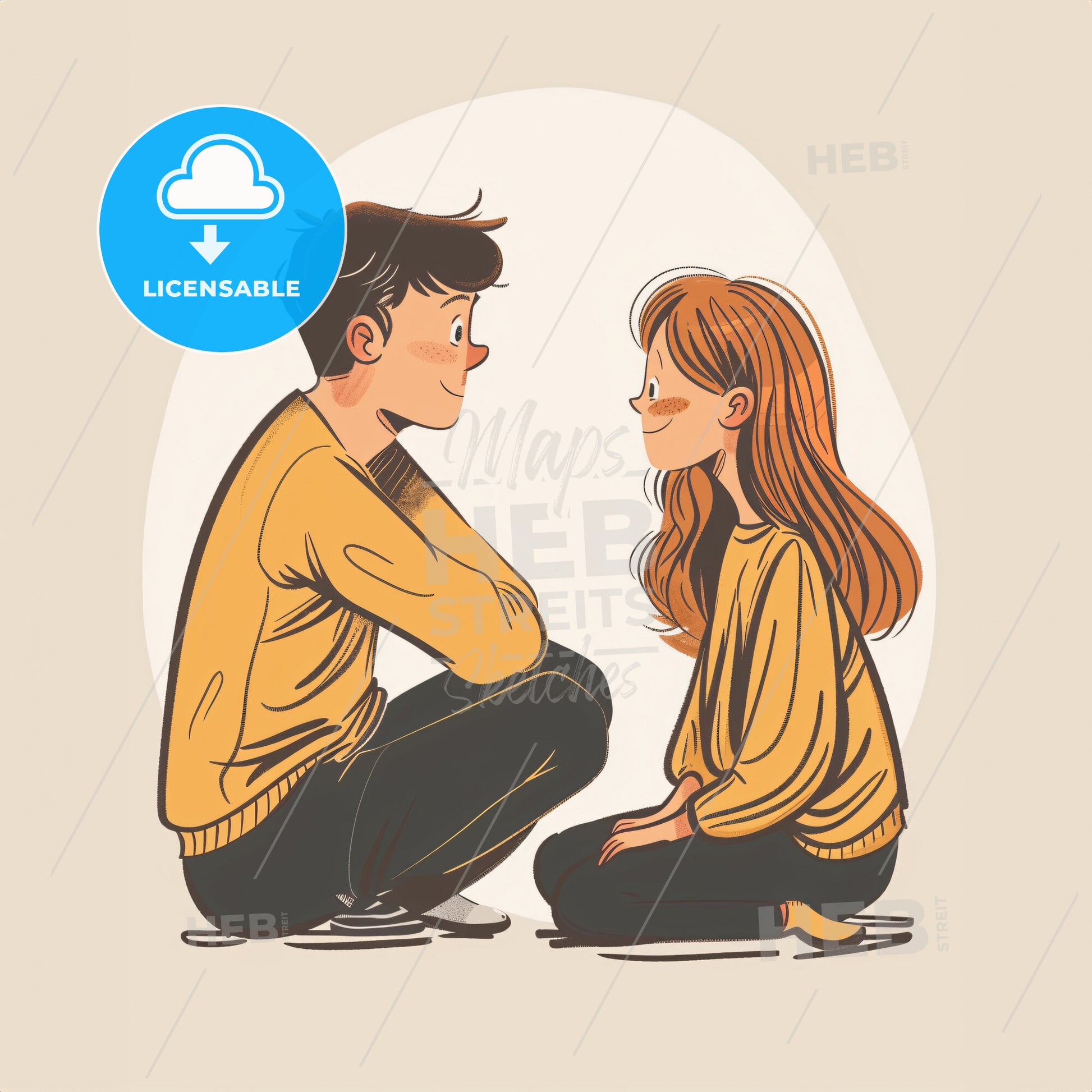 A teenager talking animatedly - A cartoon of a boy and girl