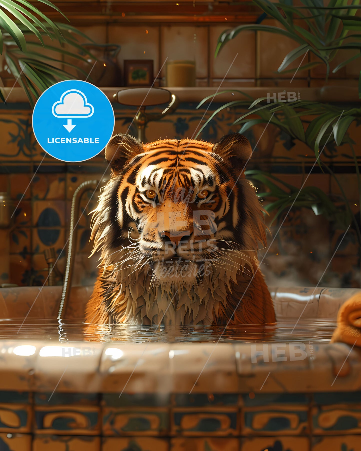Vibrant Storybook Illustration: Surreal Tiger Bathtub, Art, Transgressive Behance HD