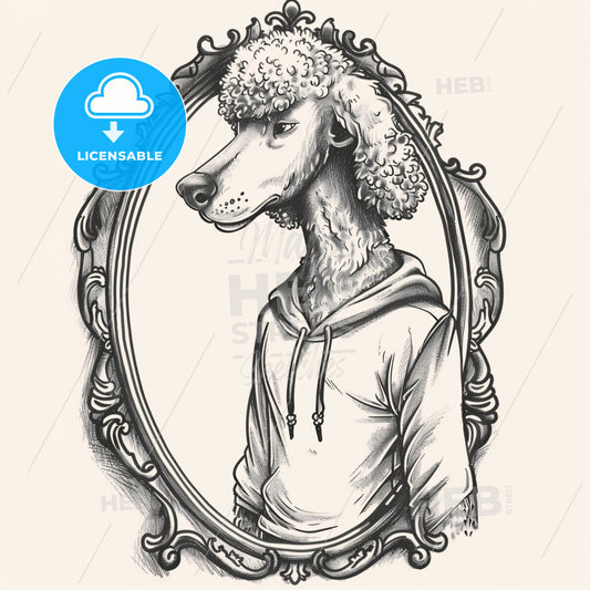 A Drawing Of A Dog In A Frame