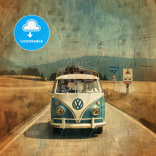 A Van Driving Down A Road