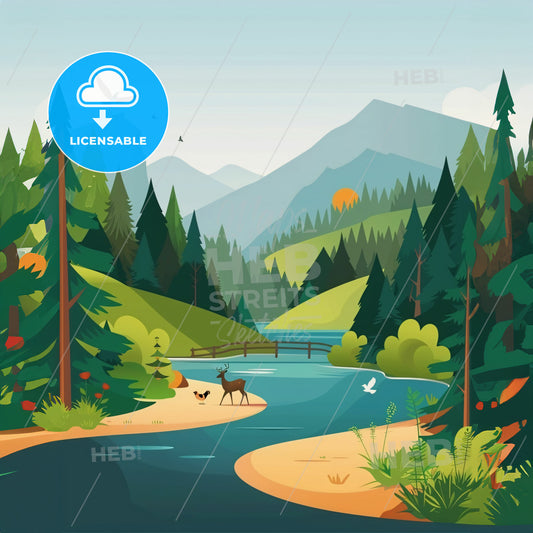 A River Running Through A Forest