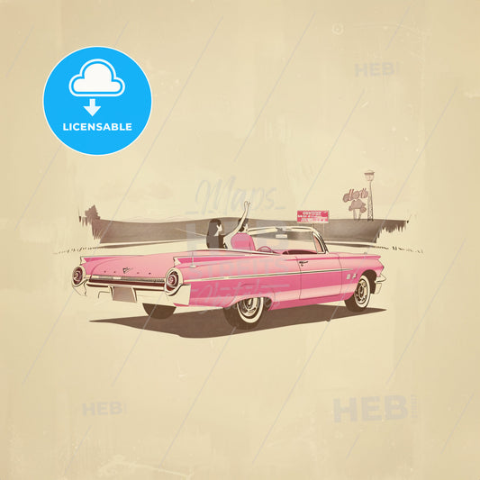 A Pink Car With A Person In The Back