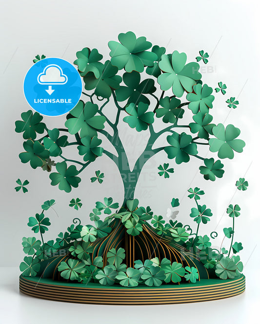 Vibrant St. Patricks Day Welcome Sign: Green Legs, Circular Multi-Part Laser Cut Digital Rendering with Artistic Flair and White Background