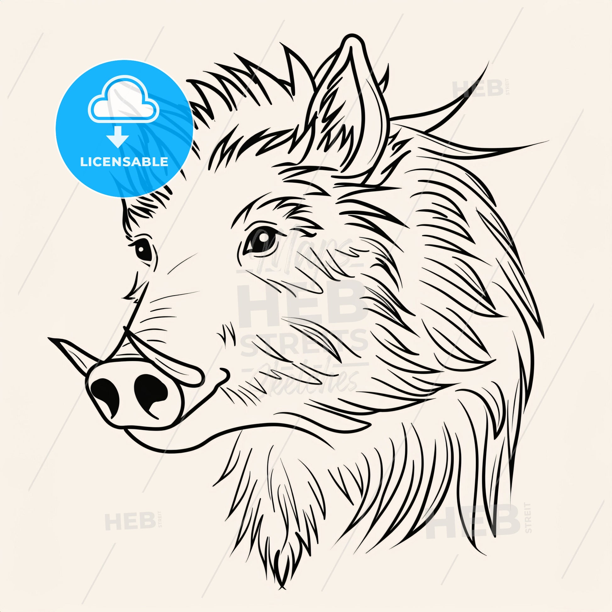 A Wild Boar With Tusks - A Drawing Of A Boars Head