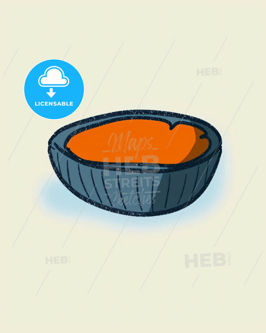 Beige Zen Zafu Pillow Minimalist Line Art - A drawing of a bowl of orange liquid