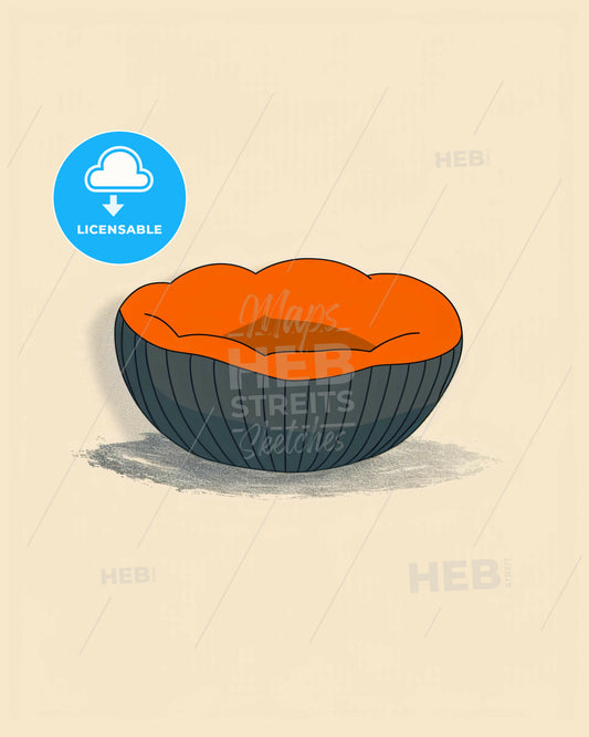 Minimalist Zen Zafu Pillow Art on Beige - A cartoon of a basket