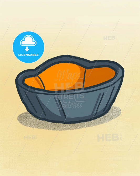 Minimalist Zafu Pillow Line Art on Beige - A cartoon of a bowl