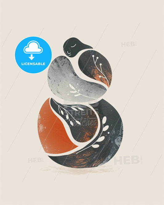 Minimalist Beige Zafu Pillow Line Art Illustration - A graphic of a bird