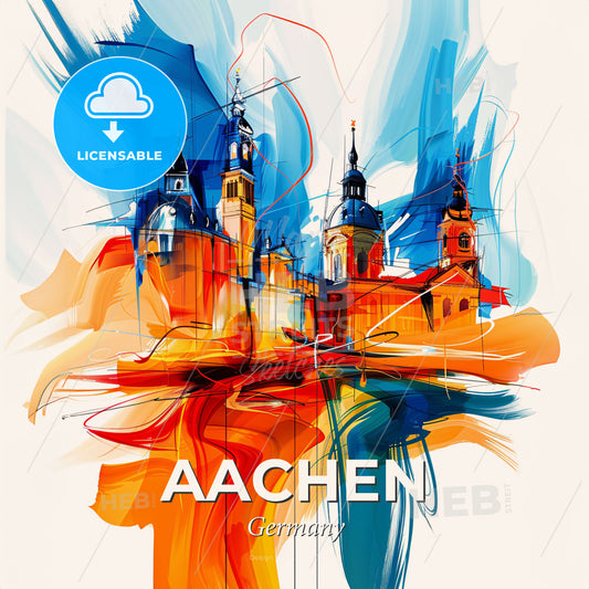 Vibrant Aachen, Germany - A Painting Of A Building - Square format print template