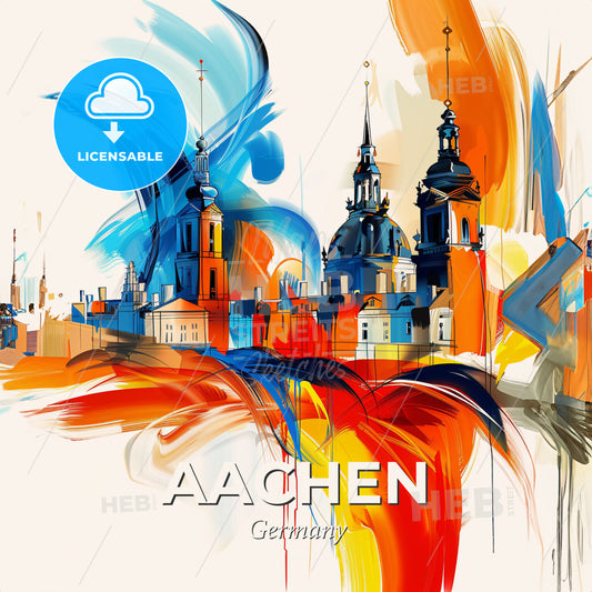 Vibrant Aachen, Germany - A Painting Of A City - Square format print template